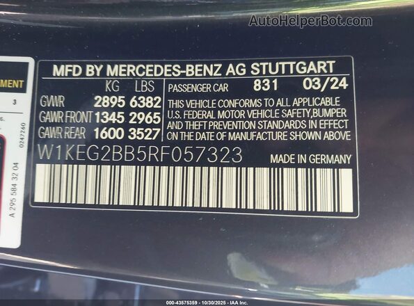 W1KEG2BB5RF057323 2024 MERCEDES-BENZ EQE 350+ Черный Вид подкапотного пространства