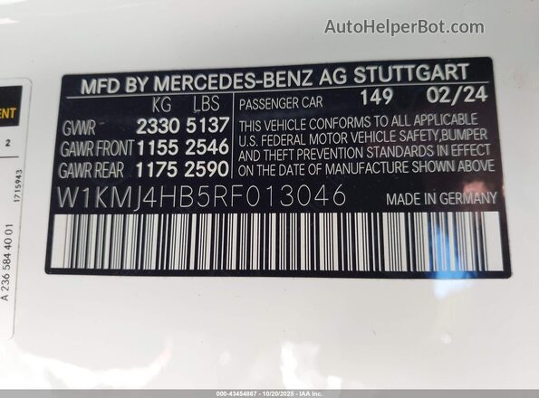 W1KMJ4HB5RF013046 2024 MERCEDES-BENZ CLE 300 White Widok komory silnika