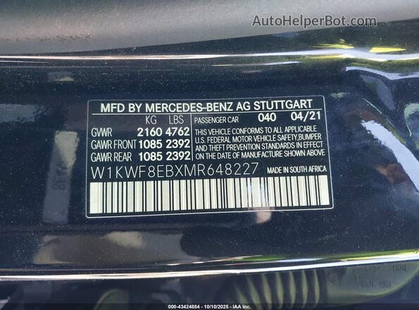 W1KWF8EBXMR648227 2021 MERCEDES-BENZ C-CLASS Черный Вид подкапотного пространства
