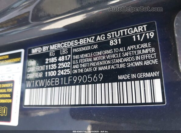 W1KWJ6EB1LF990569 2020 MERCEDES-BENZ AMG C 43 Черный Вид подкапотного пространства