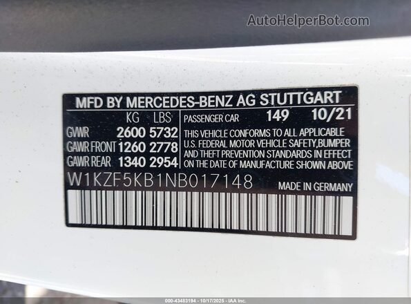 W1KZF5KB1NB017148 2022 MERCEDES-BENZ E-CLASS Белый Вид подкапотного пространства