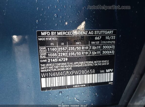 W1N4M4GBXPW280658 2023 MERCEDES-BENZ GLB-CLASS Синий Вид подкапотного пространства
