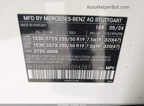 W1N9M0CB6RN094287 2024 MERCEDES-BENZ EQB 250 SUV Белый Вид подкапотного пространства