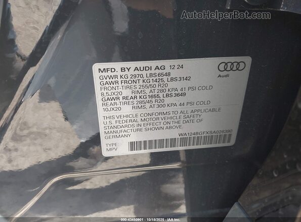 WA124BGFXSA026390 2025 AUDI Q6 E-TRON Серый Вид подкапотного пространства