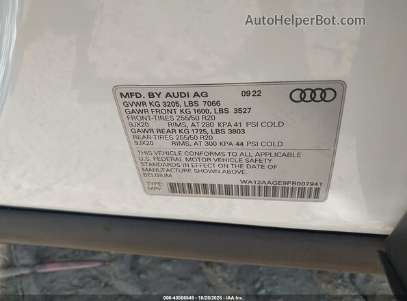 WA12AAGE9PB007941 2023 AUDI E-TRON Белый Вид подкапотного пространства