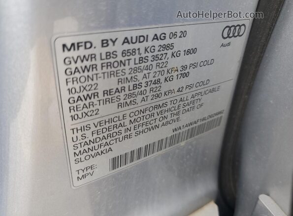 WA1AWAF16LD026862 2020 AUDI SQ8 Серебряный Вид подкапотного пространства