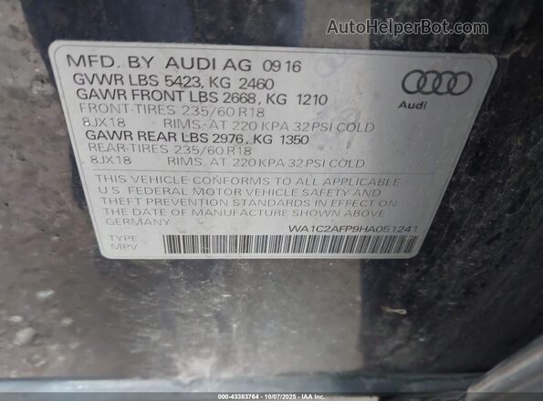 WA1C2AFP9HA051241 2017 AUDI Q5 Navy ძრავის განყოფილების ხედი
