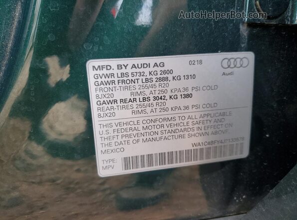 WA1C4BFY4J2133578 2018 AUDI SQ5 Зеленый Вид подкапотного пространства