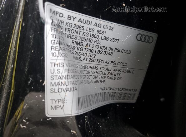 WA1CWBF10PD034136 2023 AUDI SQ8 Black VIN sticker view