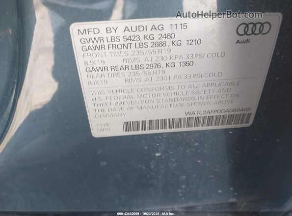 WA1L2AFP0GA089469 2016 AUDI Q5 Blue Widok komory silnika
