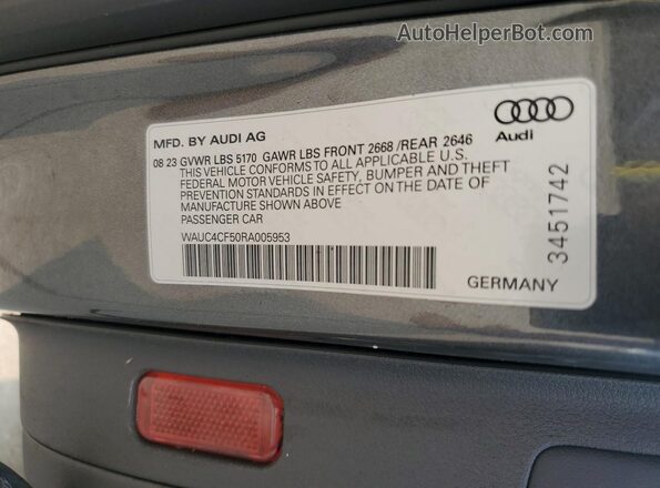 WAUC4CF50RA005953 2024 AUDI S5 Black Vista del compartimento del motor