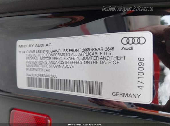 WAUC4CF55SA012905 2025 AUDI S5 Black Widok komory silnika