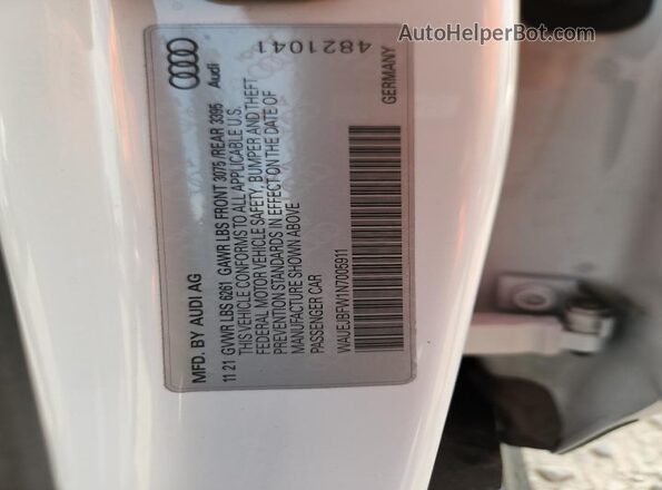 WAUEJBFW1N7005911 2022 AUDI E-TRON White VIN կոդի պիտակի տեսք