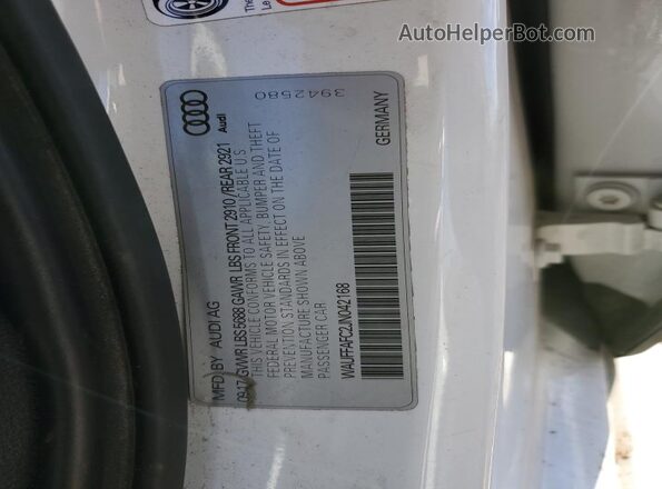 WAUFFAFC2JN042168 2018 AUDI S6 White VIN კოდის სტიკერის ხედი