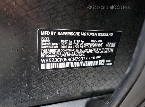 WB523CF05RCN79017 2024 BMW IX Black Widok wnętrza 360 stopni