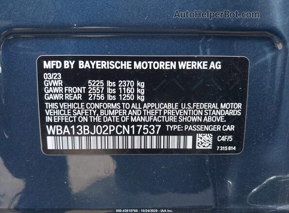 WBA13BJ02PCN17537 2023 BMW 5 SERIES Dark Blue Вид подкапотного пространства