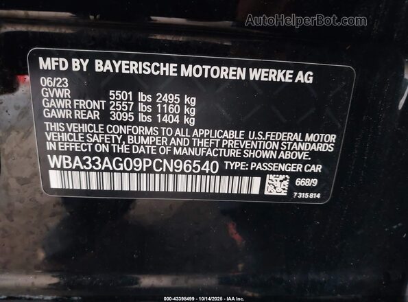 WBA33AG09PCN96540 2023 BMW OTHER Black ძრავის განყოფილების ხედი