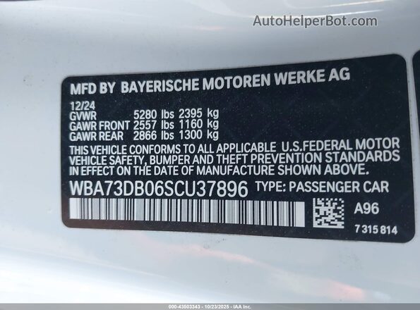 WBA73DB06SCU37896 2025 BMW M4 White Շարժիչի բաժամունքի տեսք