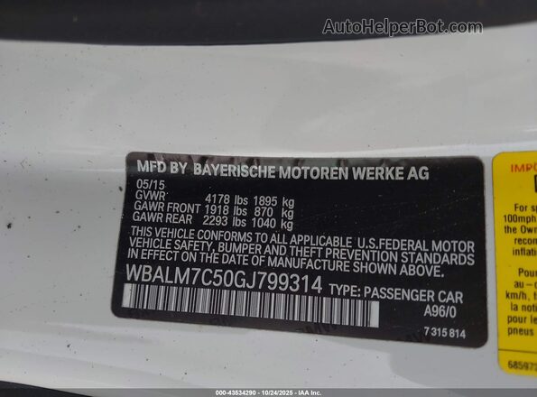 WBALM7C50GJ799314 2016 BMW Z4 White Widok komory silnika