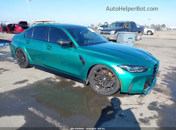 WBS33AY09MFL23781 2021 BMW M3 Зеленый Передняя правая четверть