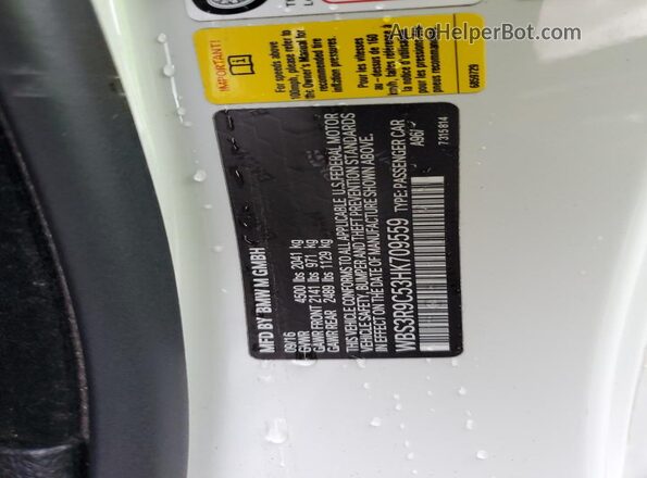 WBS3R9C53HK709559 2017 BMW M4 White Widok komory silnika