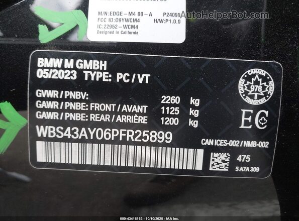 WBS43AY06PFR25899 2023 BMW M3 Черный Вид подкапотного пространства