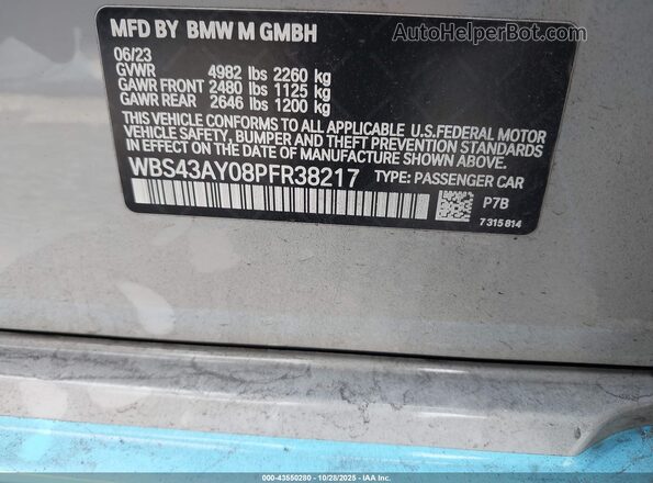 WBS43AY08PFR38217 2023 BMW M3 Бирюзовый Вид подкапотного пространства