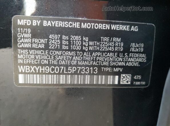 WBXYH9C07L5P73313 2020 BMW X2 Black 360 interior view