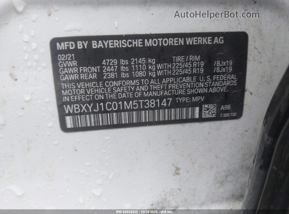 WBXYJ1C01M5T38147 2021 BMW X2 White Вид підкапотного простору