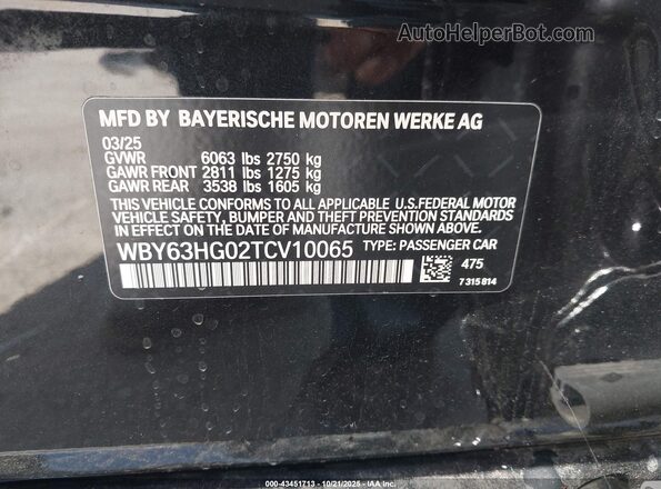 WBY63HG02TCV10065 2026 BMW OTHER Black Widok komory silnika