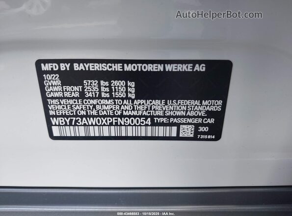 WBY73AW0XPFN90054 2023 BMW I4 White Engine compartment view