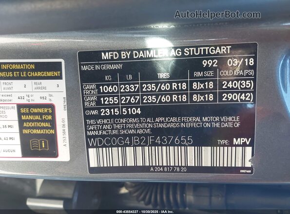 WDC0G4JB2JF437655 2018 MERCEDES-BENZ GLC 300 Серый Вид подкапотного пространства