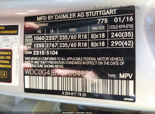WDC0G4JB9GF054935 2016 MERCEDES-BENZ GLC 300 Silver Widok komory silnika