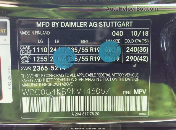 WDC0G4KB9KV146057 2019 MERCEDES-BENZ GLC 300 Black Widok komory silnika
