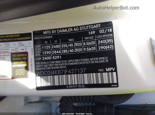 WDC0J4KB7JF427137 2018 MERCEDES-BENZ GLC 300 COUPE Белый Вид подкапотного пространства