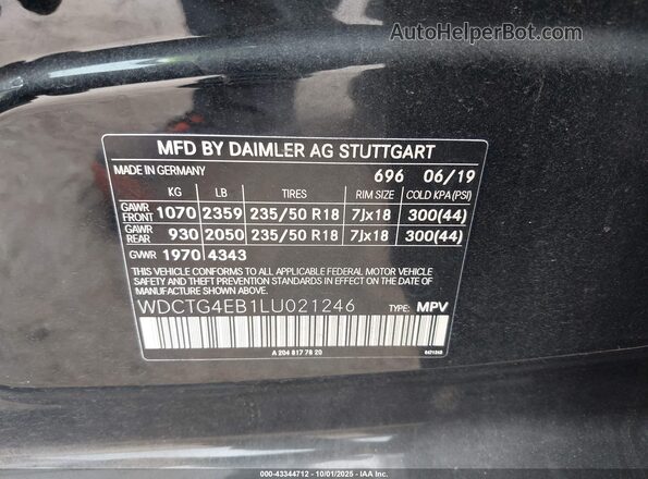 WDCTG4EB1LU021246 2020 MERCEDES-BENZ GLA 250 Black Engine compartment view