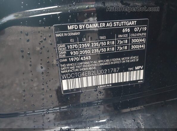 WDCTG4EB2LU021787 2020 MERCEDES-BENZ GLA 250 Черный Вид подкапотного пространства