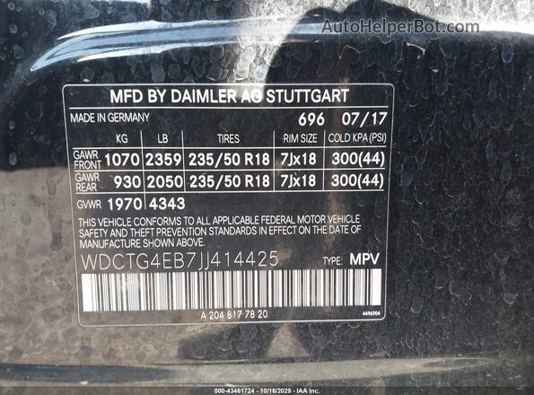 WDCTG4EB7JJ414425 2018 MERCEDES-BENZ GLA 250 Черный Вид подкапотного пространства