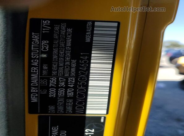 WDCYC7DF5GX246541 2016 MERCEDES-BENZ G-CLASS Желтый Вид наклейки с VIN-кодом