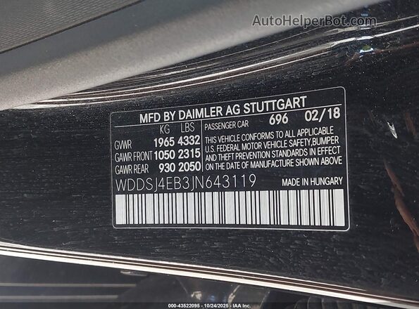WDDSJ4EB3JN643119 2018 MERCEDES-BENZ CLA 250 Черный Вид подкапотного пространства