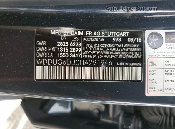 WDDUG6DB0HA291946 2017 MERCEDES-BENZ S Черный Вид подкапотного пространства