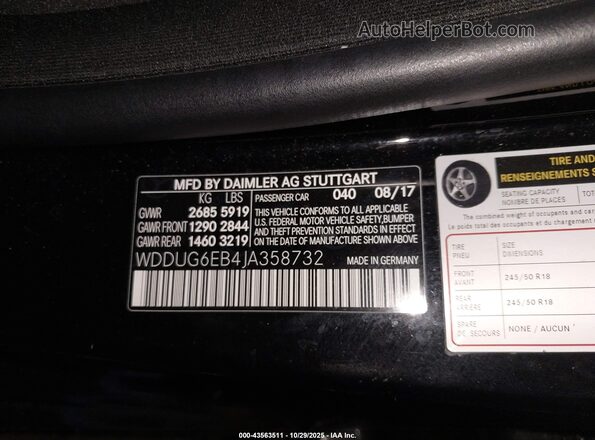 WDDUG6EB4JA358732 2018 MERCEDES-BENZ S-CLASS Black Widok komory silnika