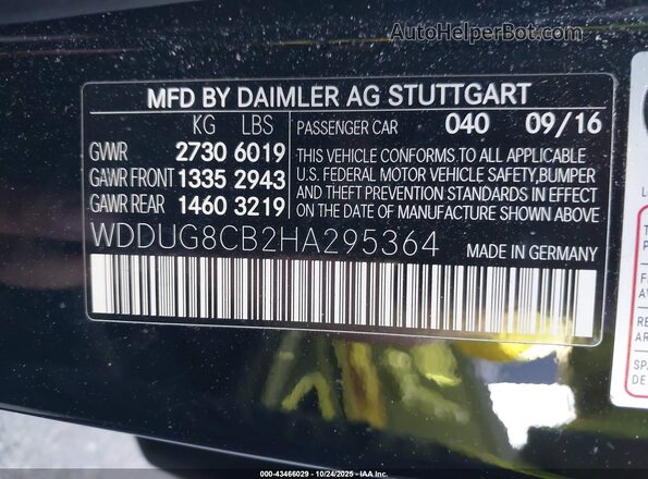 WDDUG8CB2HA295364 2017 MERCEDES-BENZ S-CLASS Black Widok komory silnika