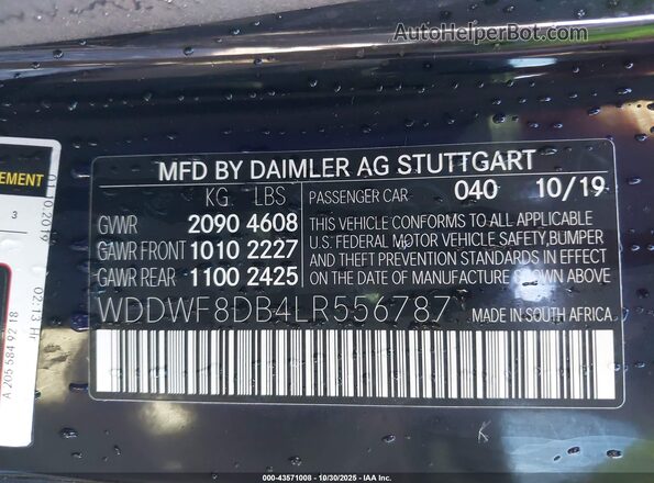 WDDWF8DB4LR556787 2020 MERCEDES-BENZ C-CLASS Черный Вид подкапотного пространства