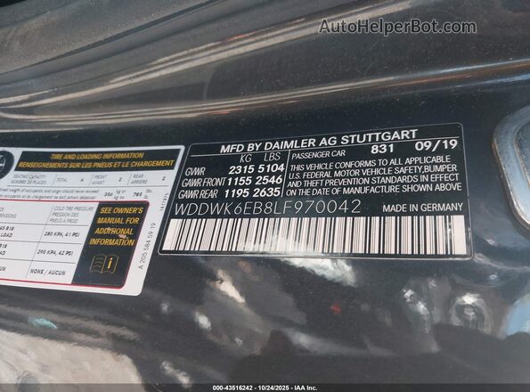 WDDWK6EB8LF970042 2020 MERCEDES-BENZ AMG C 43 Черный Вид подкапотного пространства