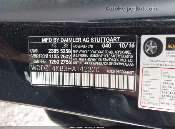 WDDZF4KB3HA142320 2017 MERCEDES-BENZ E-CLASS Черный Вид подкапотного пространства