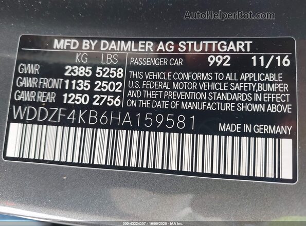 WDDZF4KB6HA159581 2017 MERCEDES-BENZ E-CLASS Серый Вид подкапотного пространства