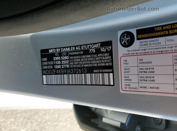 WDDZF4KB9JA372613 2018 MERCEDES-BENZ E Silver Widok komory silnika