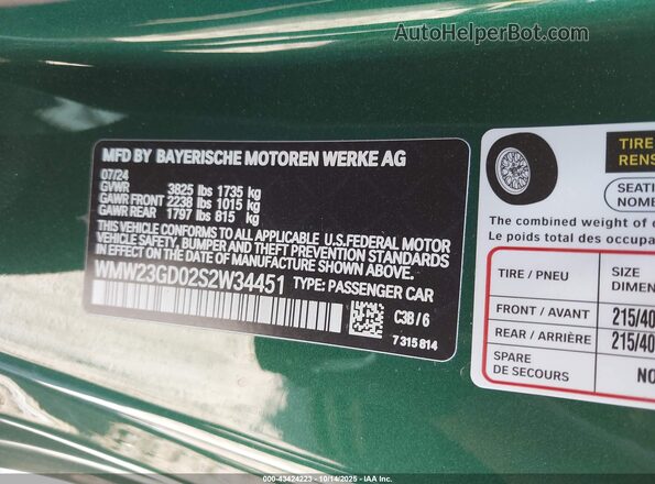 WMW23GD02S2W34451 2025 MINI HARDTOP Green Widok komory silnika