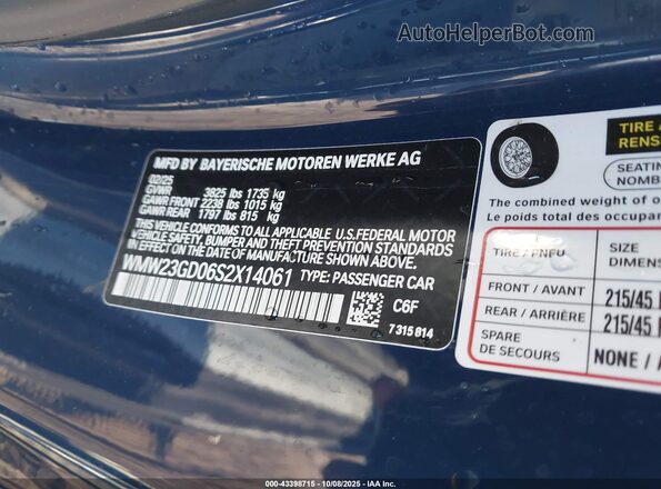 WMW23GD06S2X14061 2025 MINI HARDTOP Синий Вид подкапотного пространства